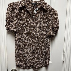 Adrianna Papell Top Brown Yellow Cream